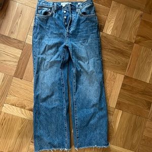 Denim High Rise Wide Leg Jeans